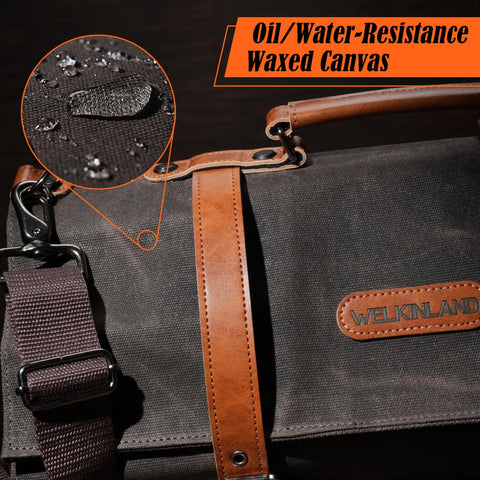 WELKINLAND ergonomic leather handle supports comfortable carrying