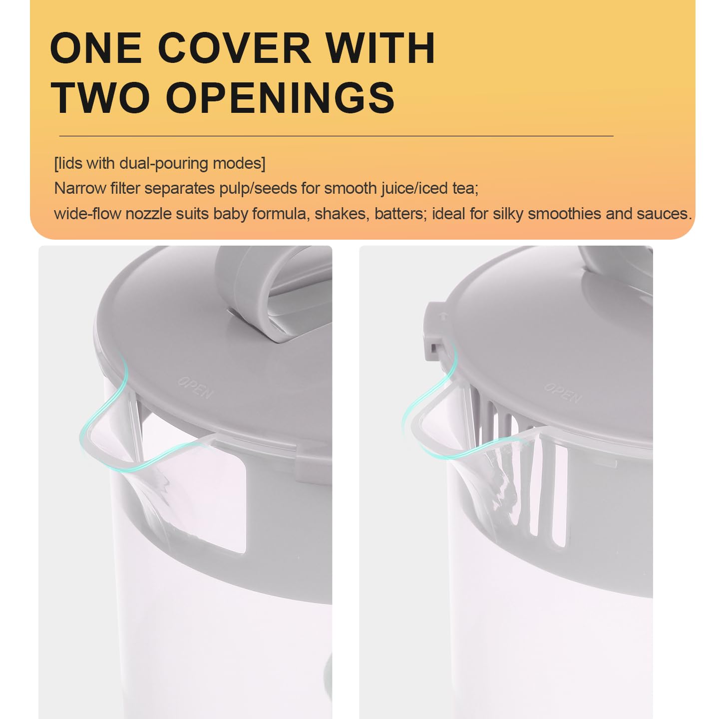 WELKOR transparent BPA-free body with measurement marks for accurate mixing