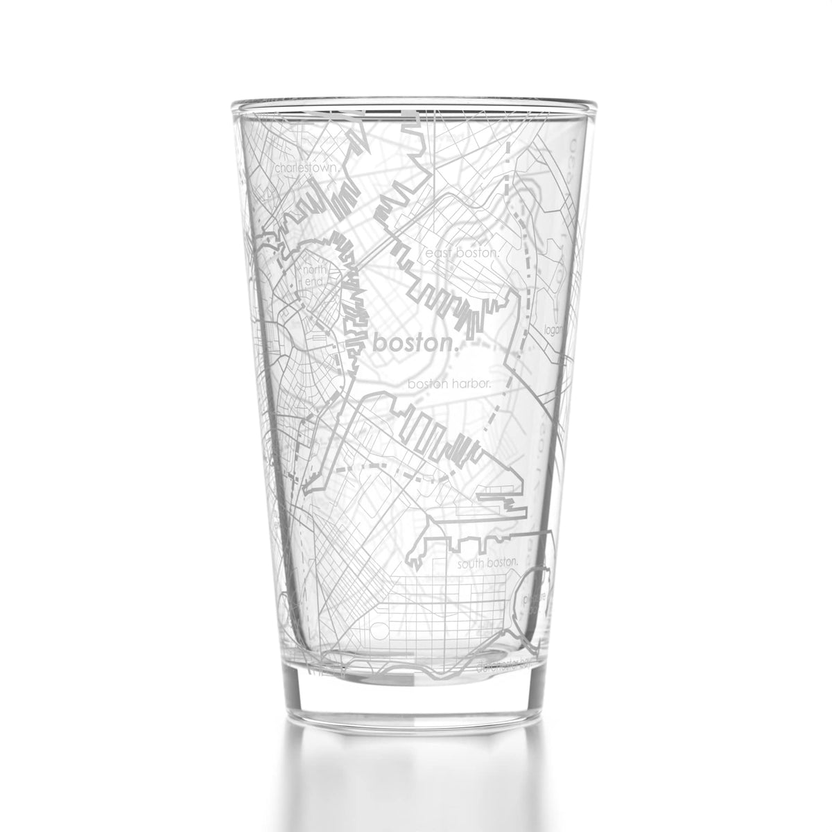 Well Told Boston Map Pint Glass with wraparound engraving for a memorable keepsake