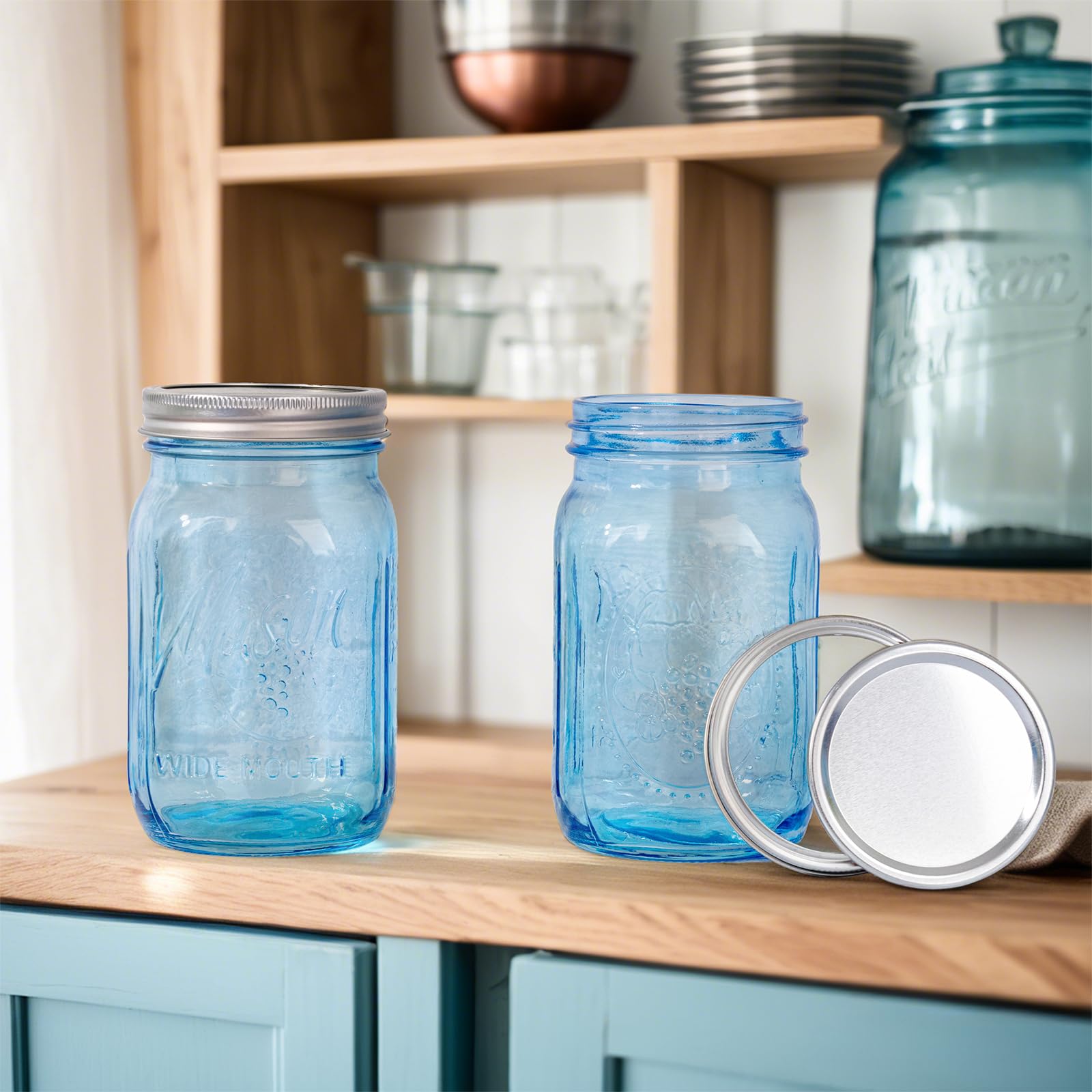 WELLIFE blue jars with airtight seal help keep foods fresh and flavorful longer.