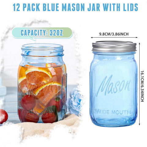 WELLIFE blue mason jar lids provide an airtight seal for fresh contents.