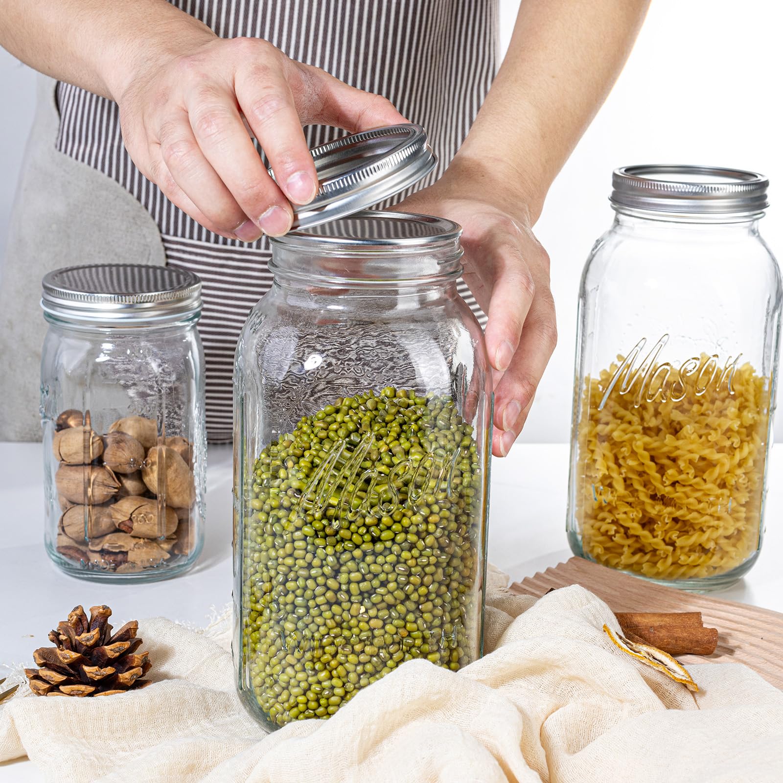Wellife half-gallon mason jar offers easy access to ingredients.