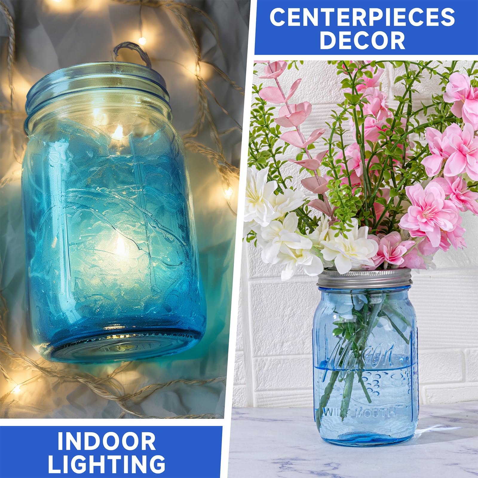 WELLIFE blue mason jars ideal for meal prep and snack organization at home.