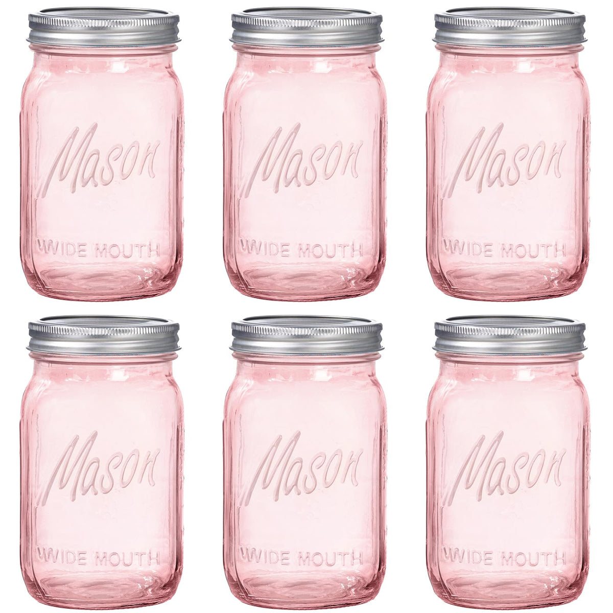 WELLIFE Pink Mason Jar 32oz wide mouth for versatile storage and easy pouring