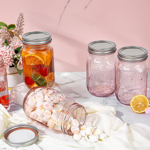WELLIFE Pink Mason Jar suitable for fermenting and pickling