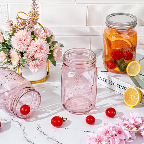 WELLIFE Pink Mason Jar in kitchen storage for oats, jams, and snacks