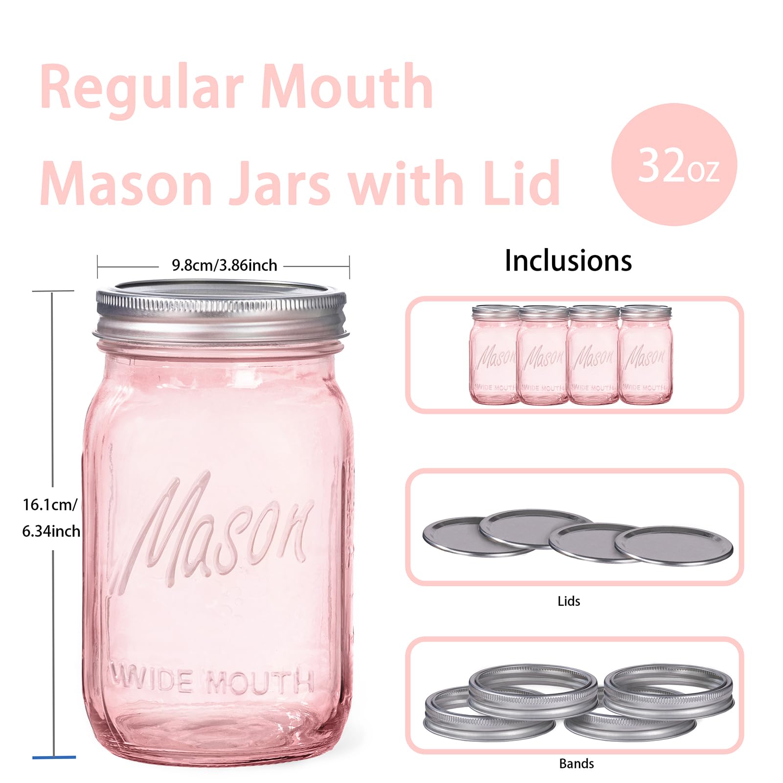 WELLIFE Pink Mason Jar lid seal ensuring airtight freshness