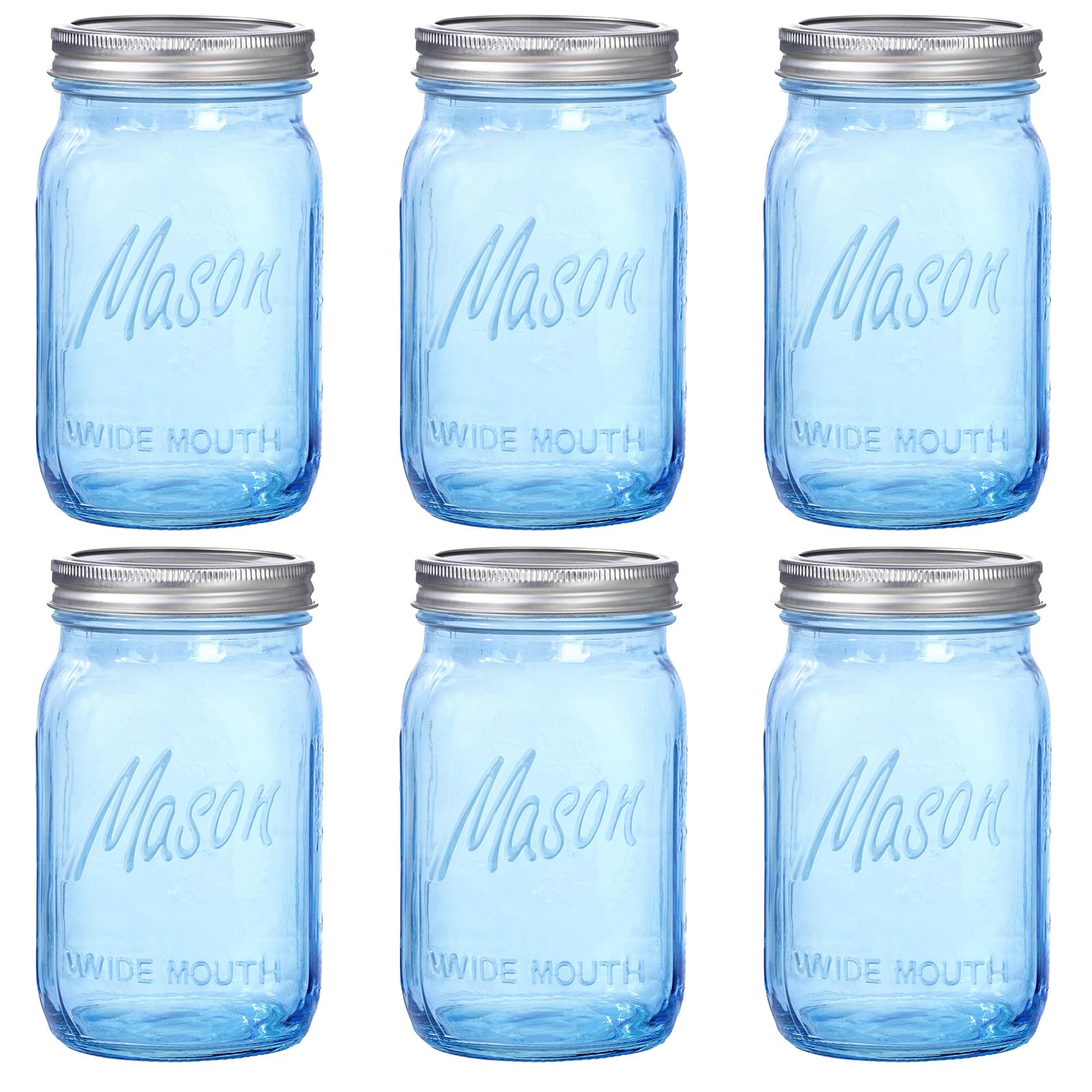 WELLIFE wide mouth 32oz blue mason jar bottle for durable storage and easy pouring.