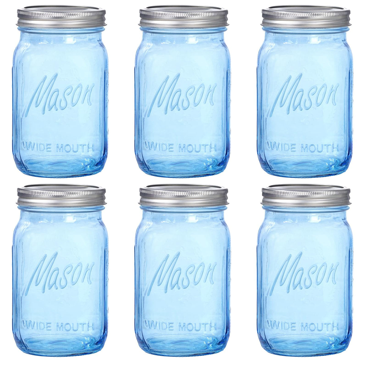 WELLIFE wide mouth 32oz blue mason jar bottle for durable storage and easy pouring.