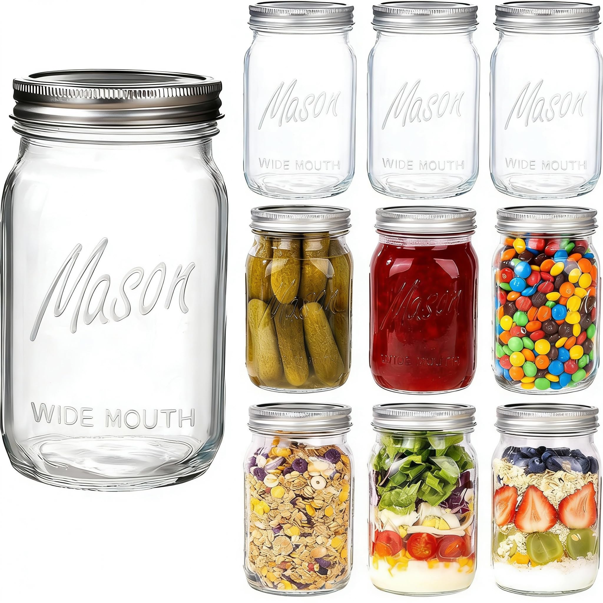 WellLife wide-mouth mason jar with lid close-up showing airtight seal for fresh storage.