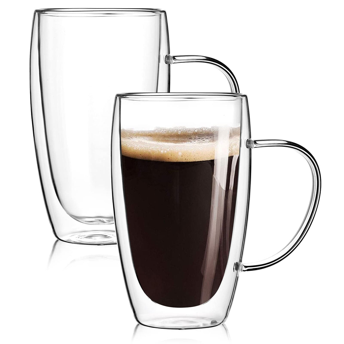 Wells 2pack 15oz double-wall mug with handle keeps hot drinks condensation-free
