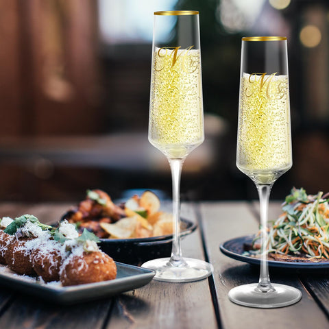 Wells 7oz champagne glasses are comfortable to hold and pour.