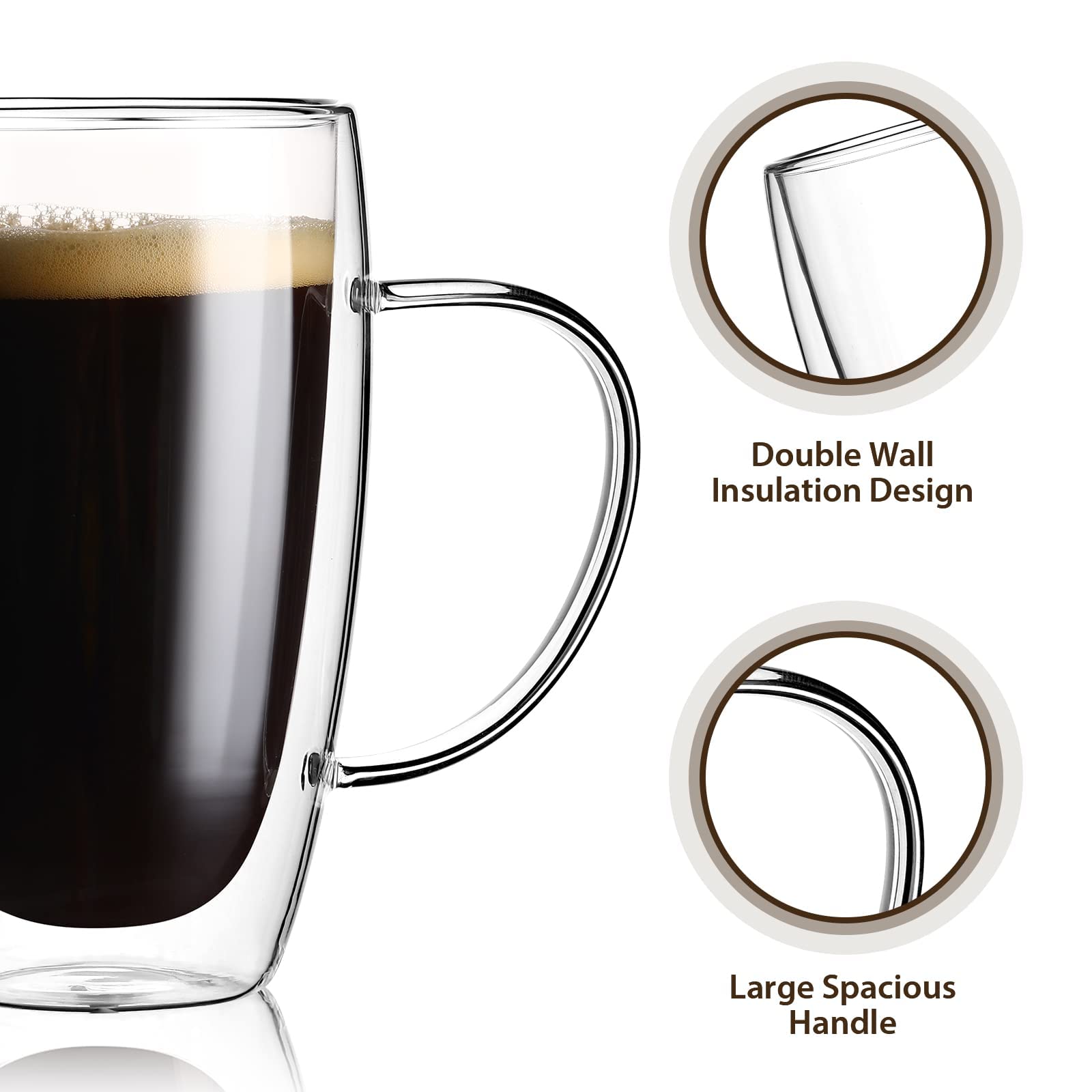 Wells ergonomic handle offers a secure grip during cappuccino or tea