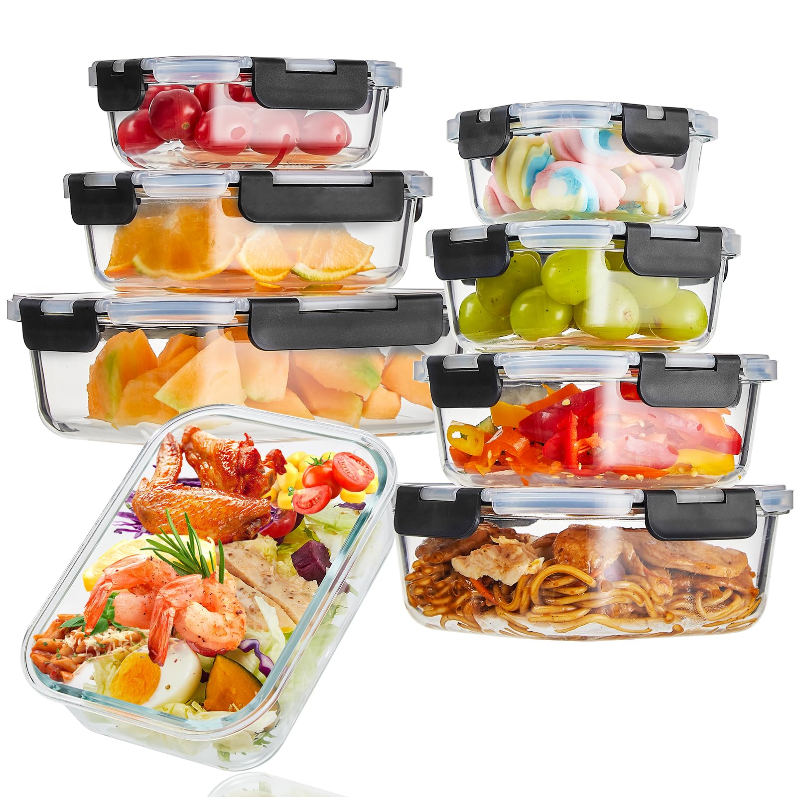 Wells glass meal prep 10.5 oz container with airtight lid for fresh meals.