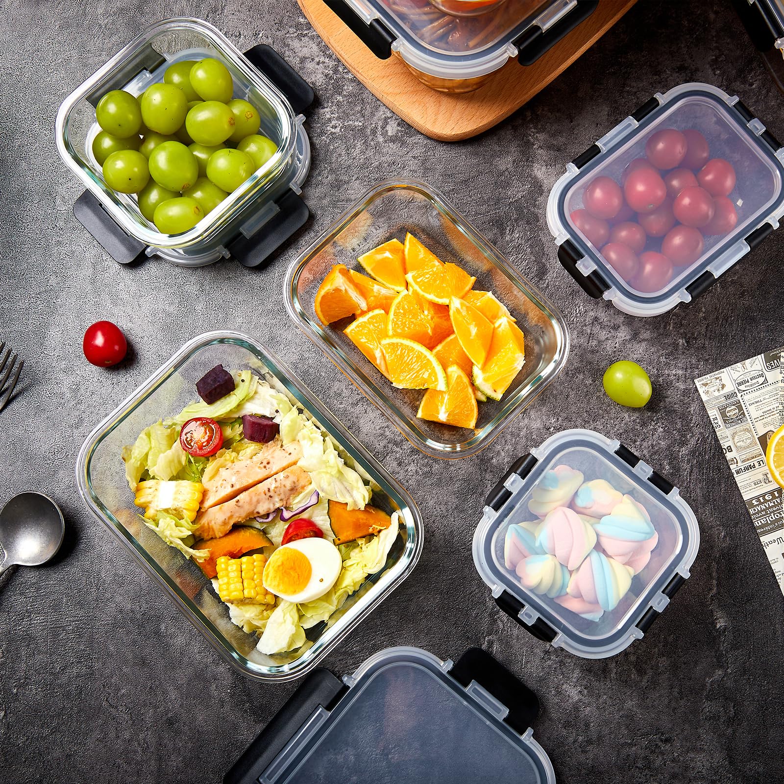 Wells glass meal prep 41.6 oz container ideal for bulk meals and leftovers.