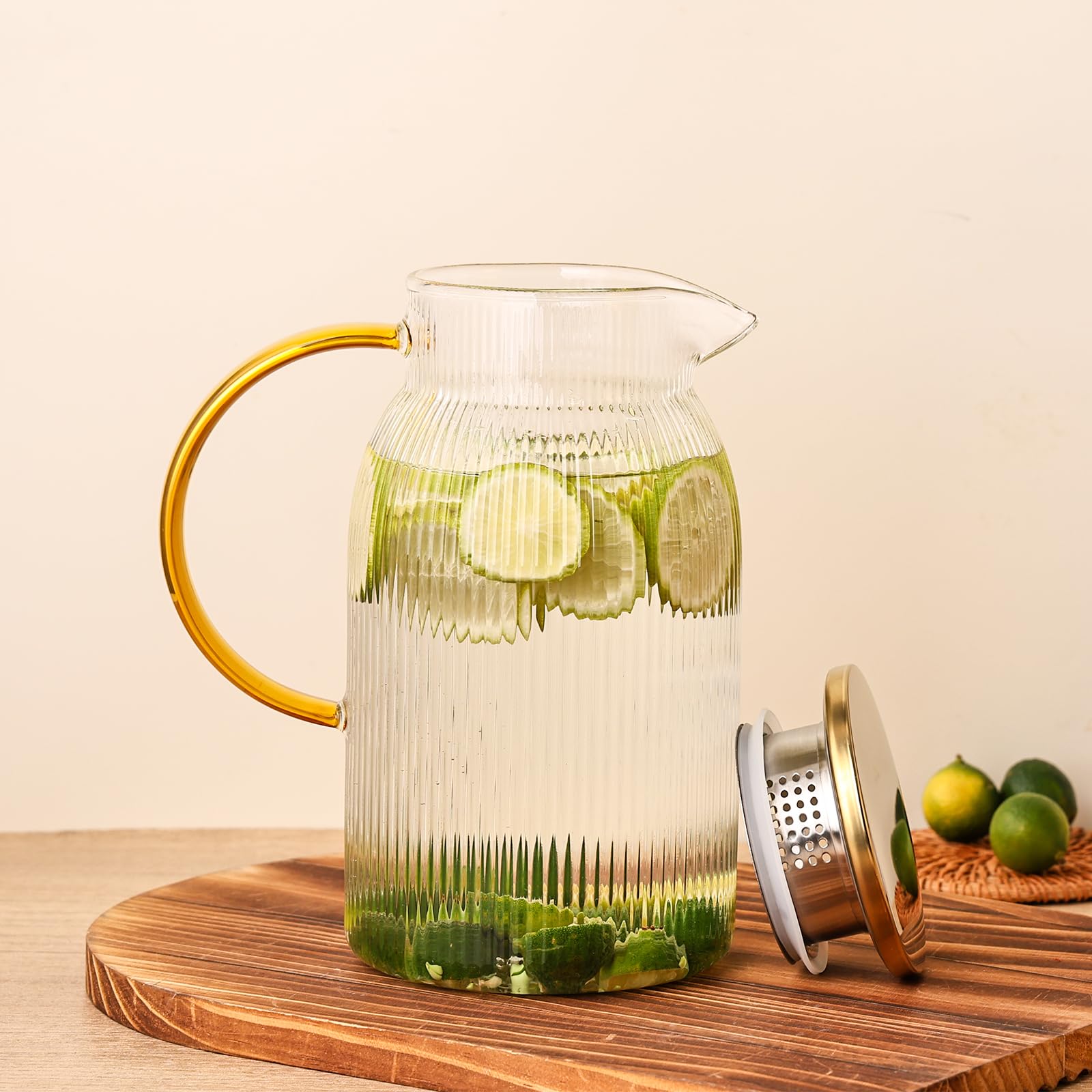 Wells ribbed glass pitcher dishwasher-safe for simple cleaning