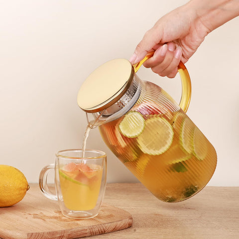 Wells ribbed glass pitcher large capacity for gatherings