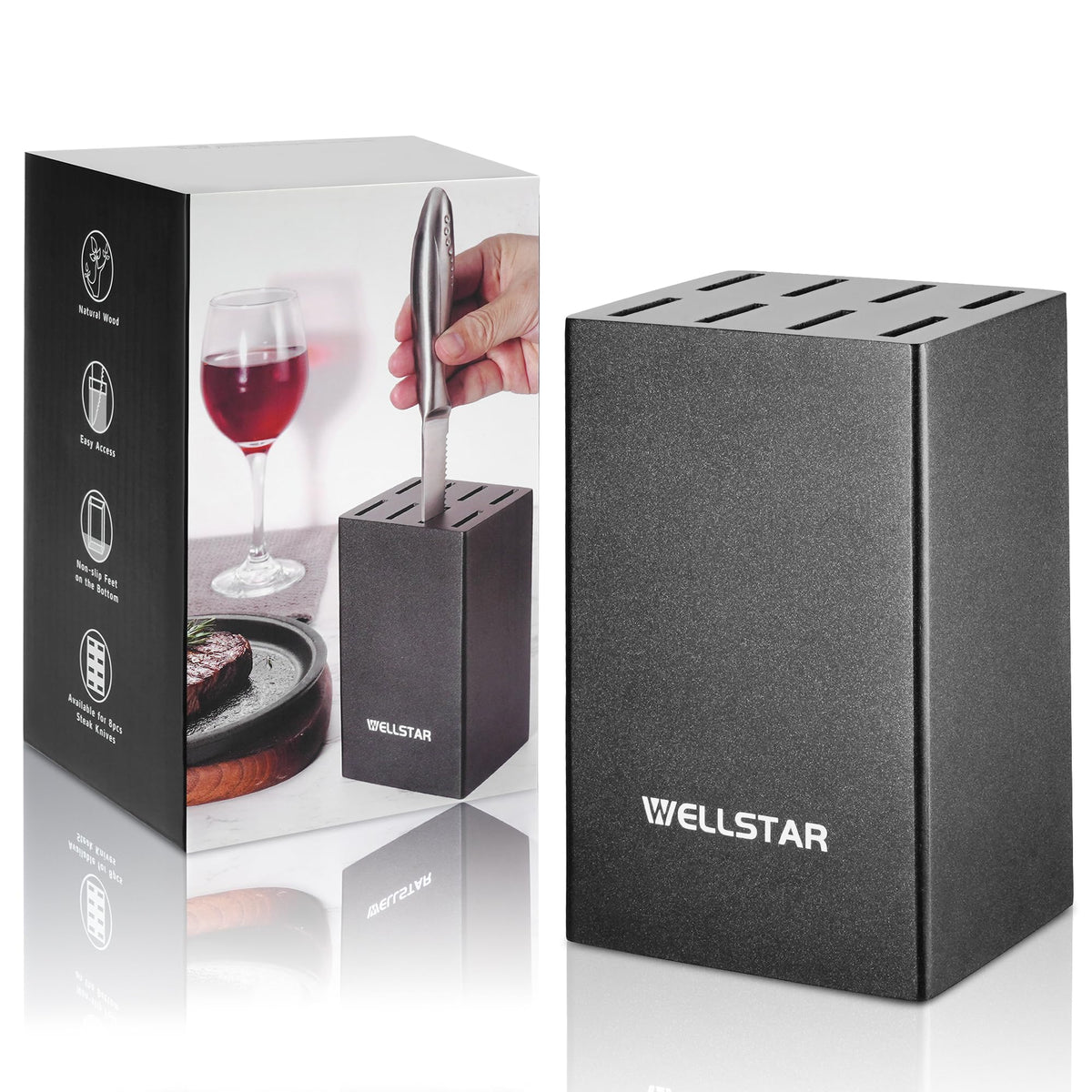 Wellstar 5-Inch steak knife holder with 8 slots keeps blades organized and ready