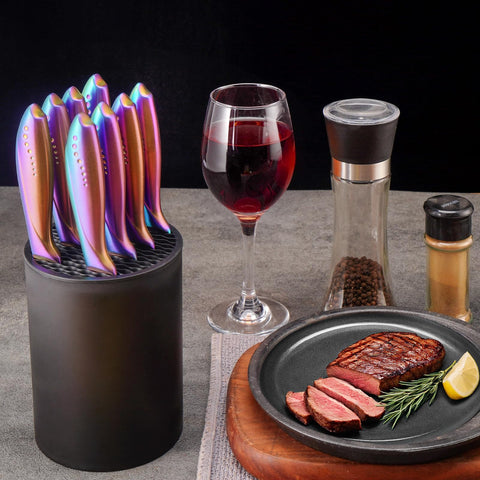 WELLSTAR black finish front view of the knife block