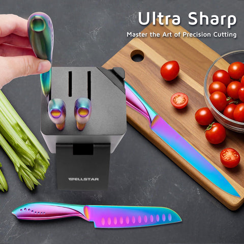 Wellstar Rainbow Santoku Knife 5-inch for accurate dicing