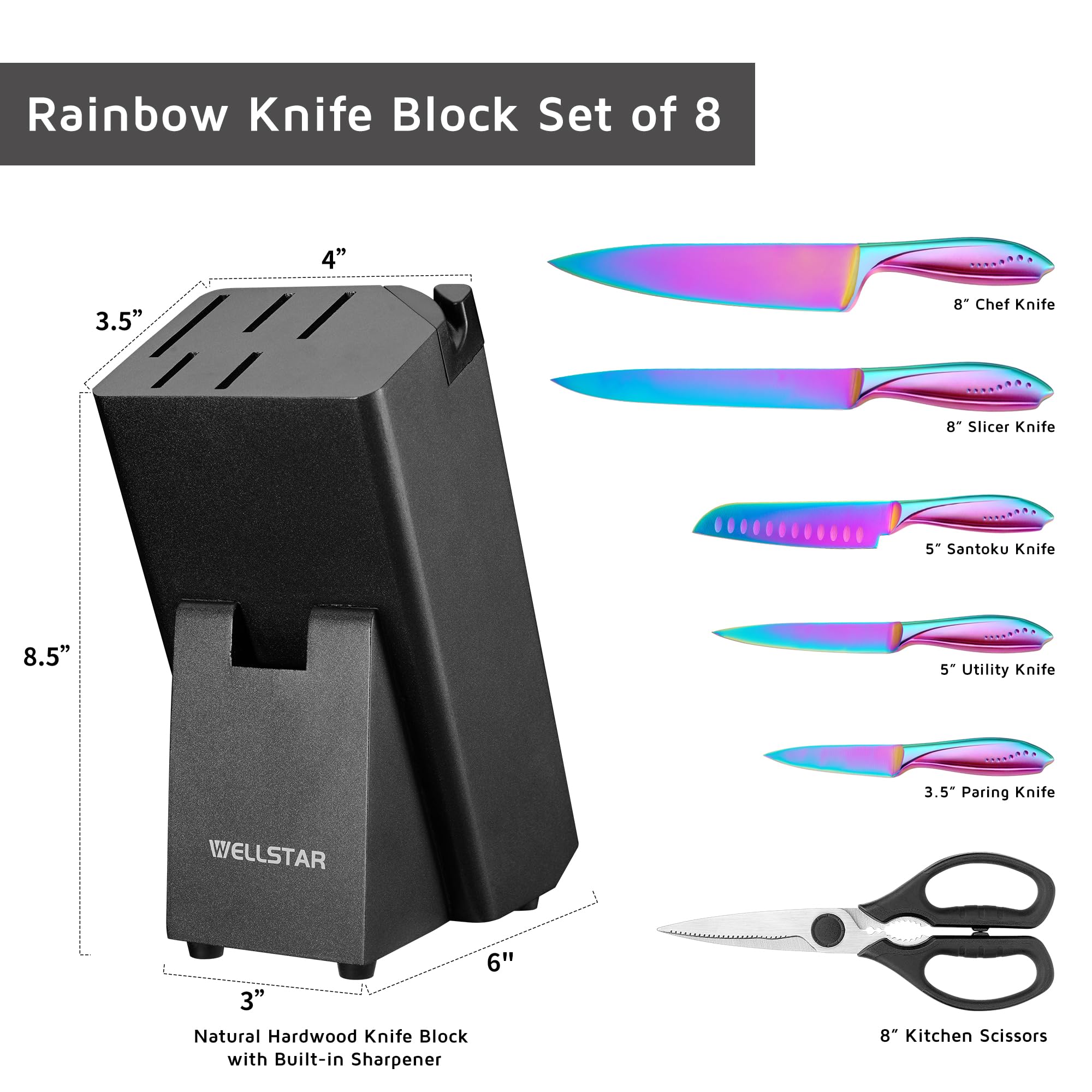 Wellstar Rainbow Titanium-coated blades for color and easy cleaning