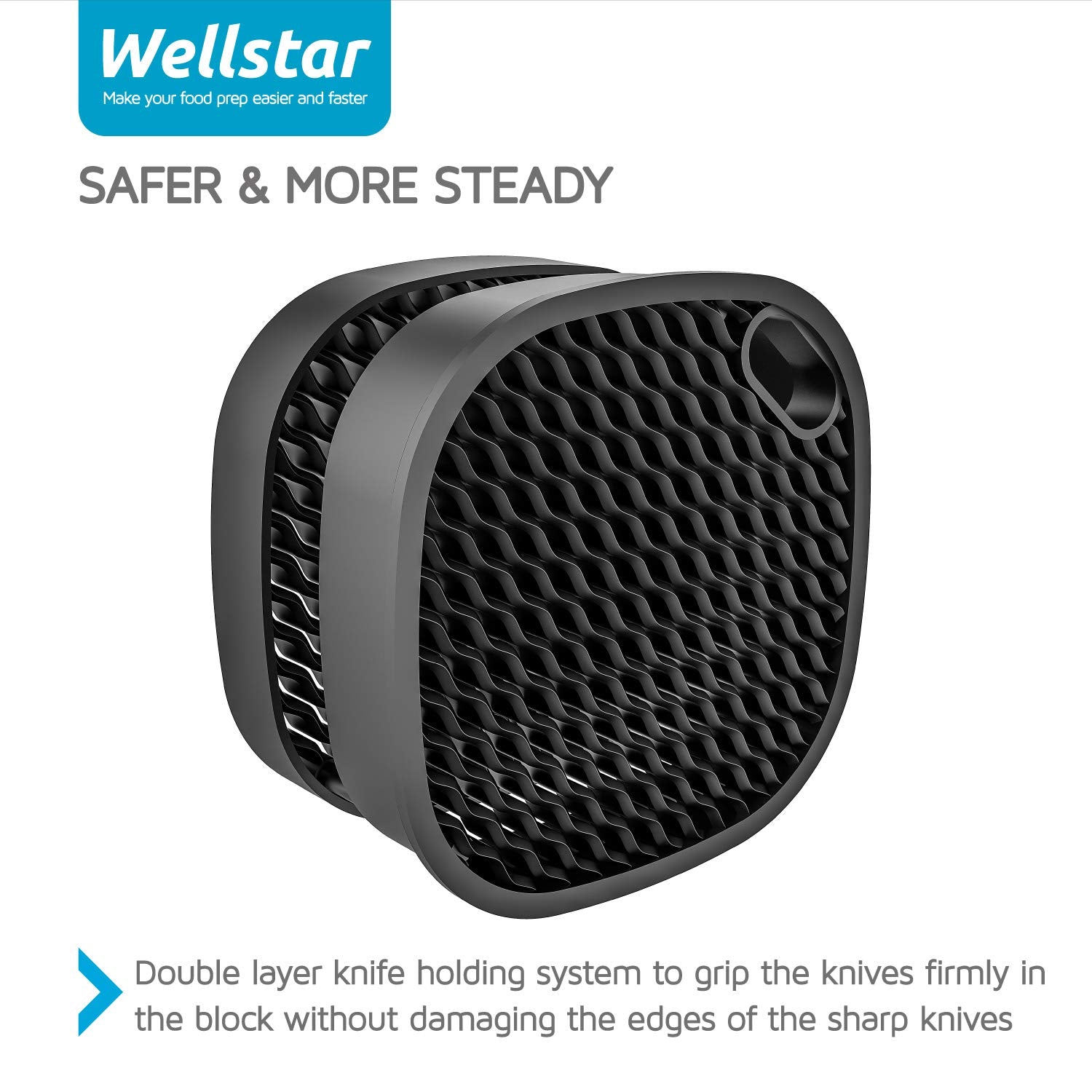 WELLSTAR knife block with dedicated scissors slot for convenient storage