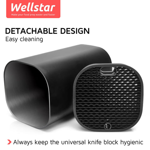 WELLSTAR knife block with scissors slot for easy access to shears.