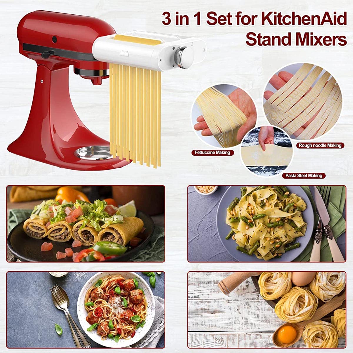Wellsure KitchenAid pasta roller attachment creating smooth dough sheets
