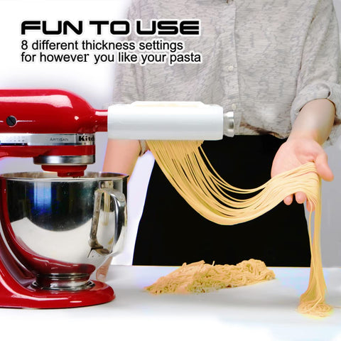 Wellsure spaghetti cutter attachment producing uniform spaghetti noodles