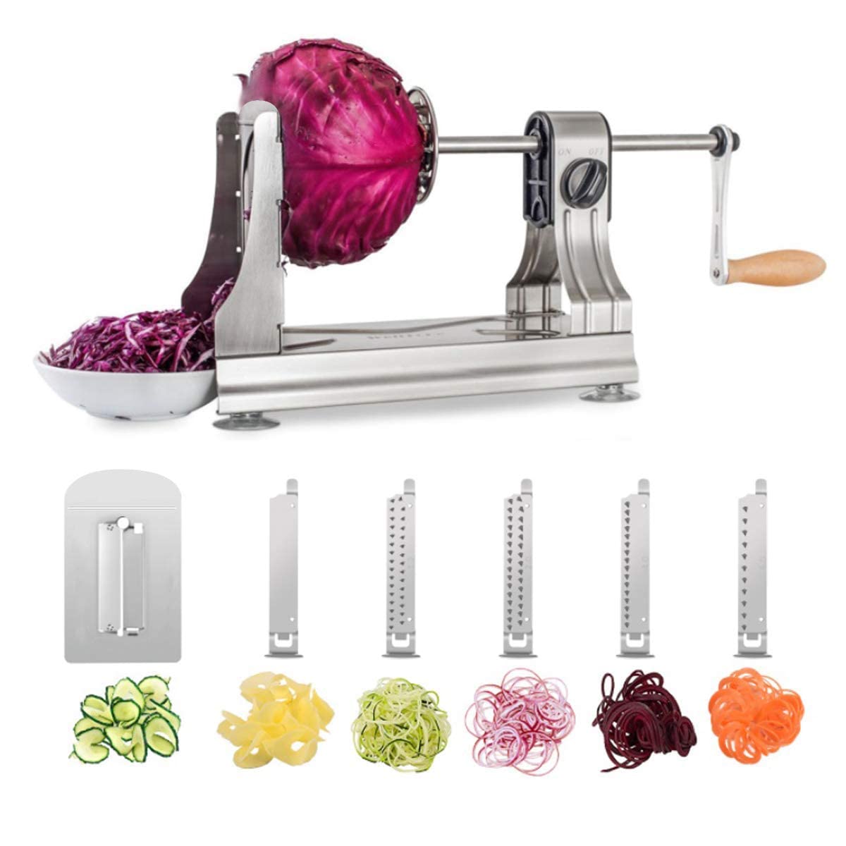 WellToBe 6-Blade Spiralizer assembled for quick veggie noodles