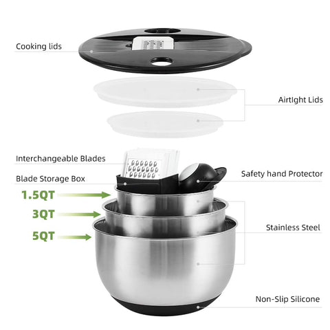 Weltonhm airtight lids help seal and store ingredients after prep.