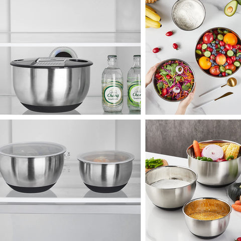 Weltonhm black stainless bowls offer durable performance for cooking and baking.
