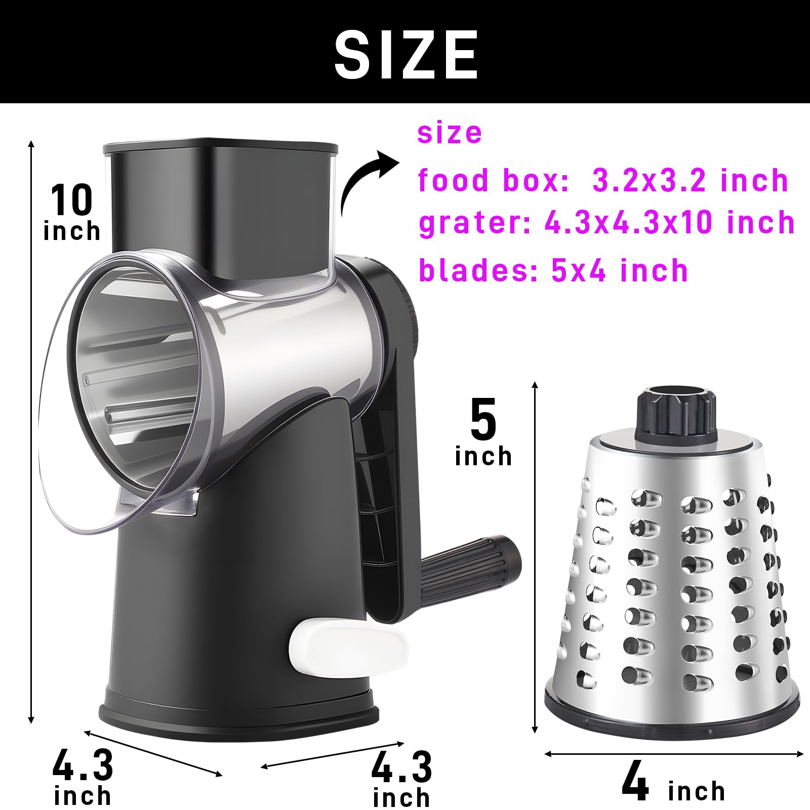 Weltonhm cheese grater for tacos, salads, hash browns and baking uses.