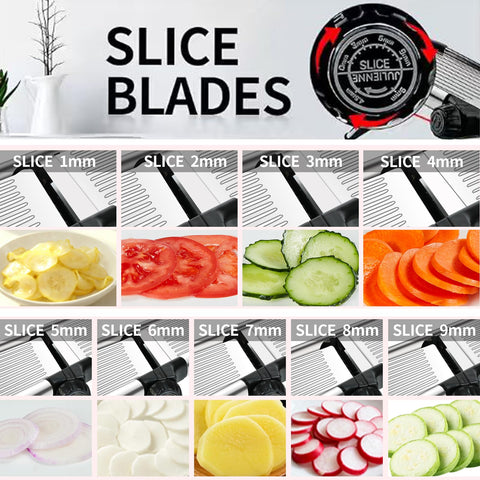 WeltonHM mandoline blade close-up highlighting sharp stainless steel for clean cuts