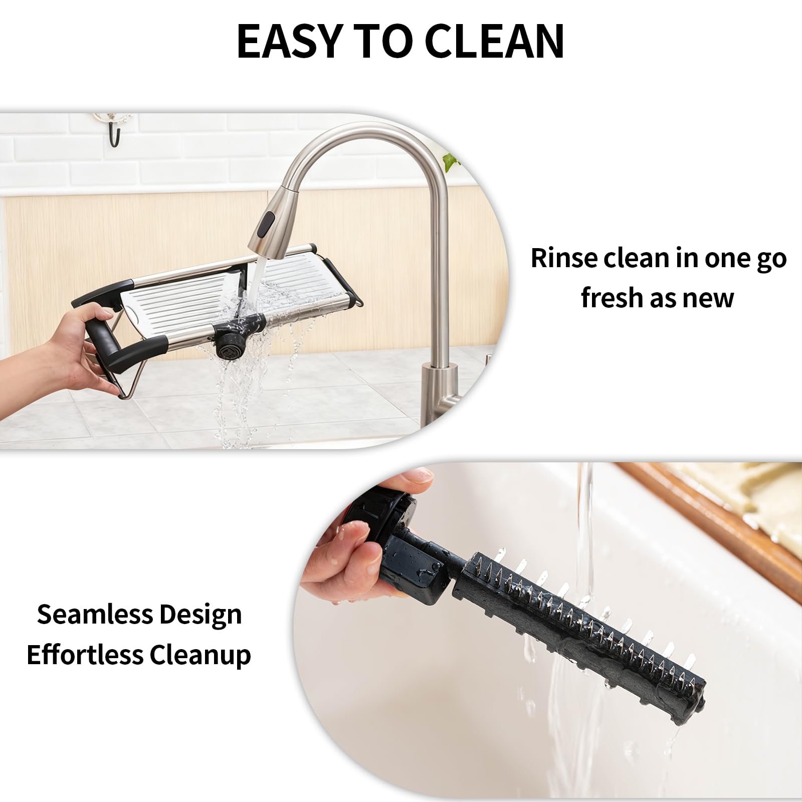 WeltonHM mandoline built-in blades save drawer space and simplify setup
