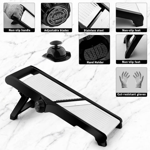Weltonhm mandoline dishwasher-safe parts simplify cleanup after meal prep.