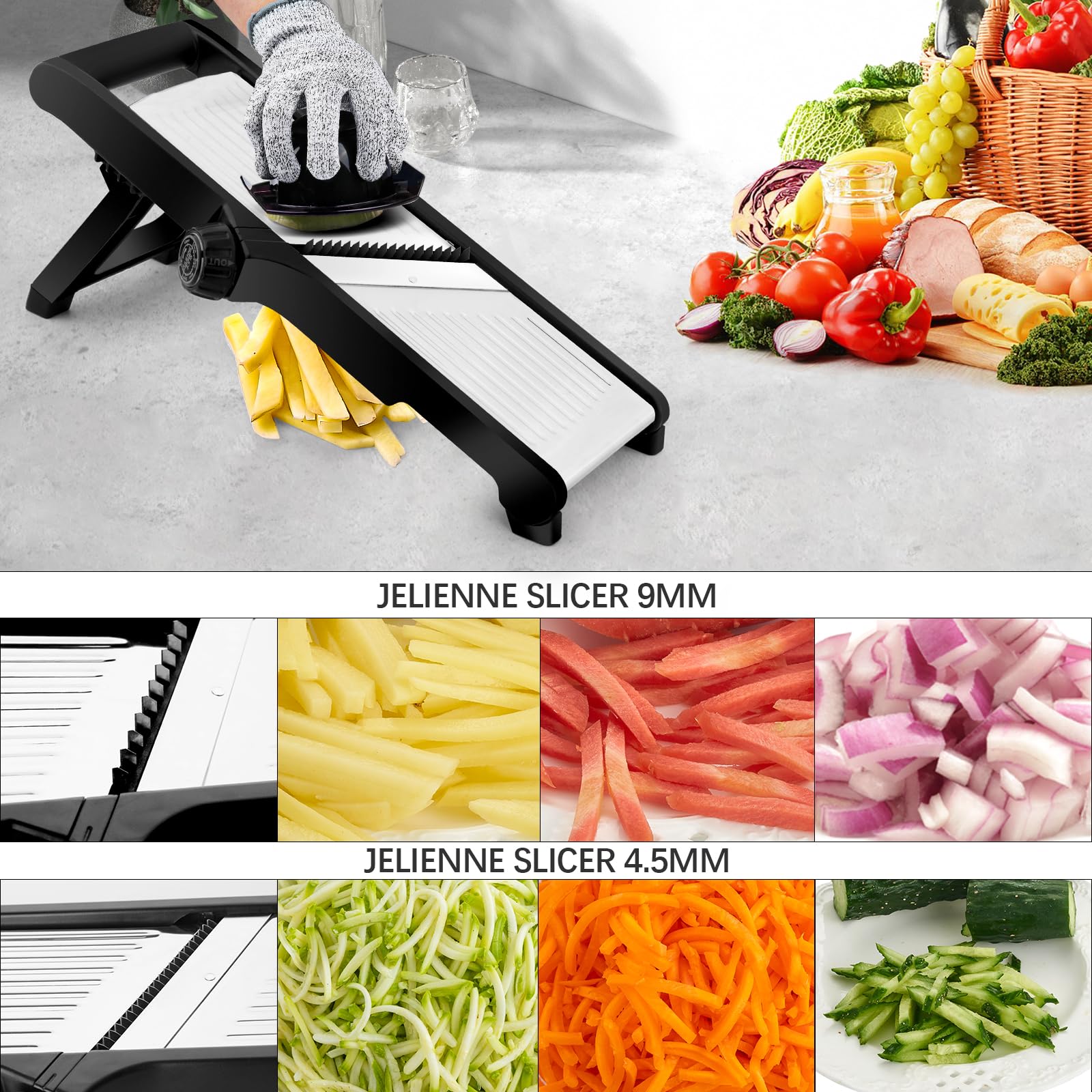 Weltonhm Mandoline Slicer julienne 9mm setting for thicker matchsticks.