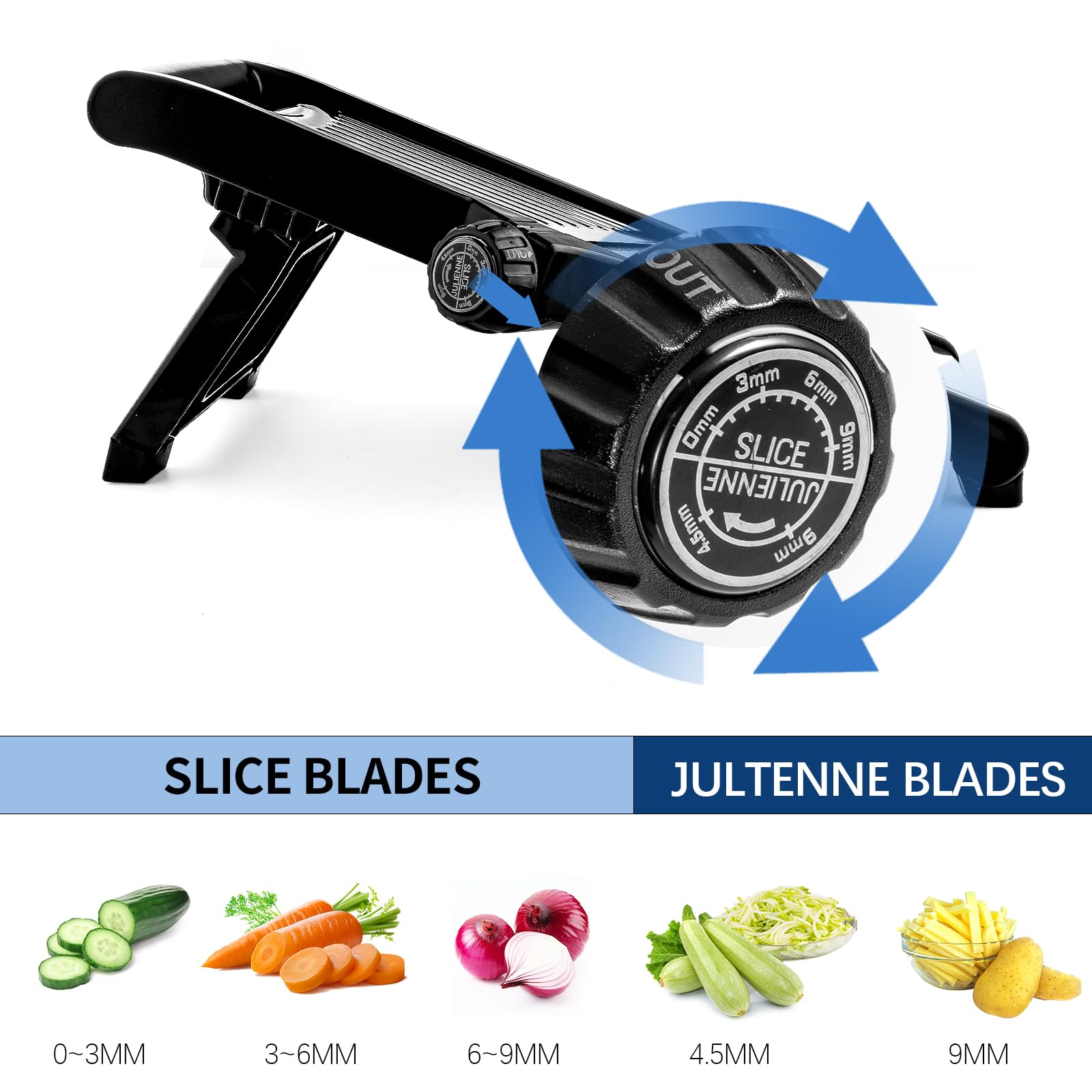 Weltonhm mandoline stainless steel blades deliver sharp, consistent slices.