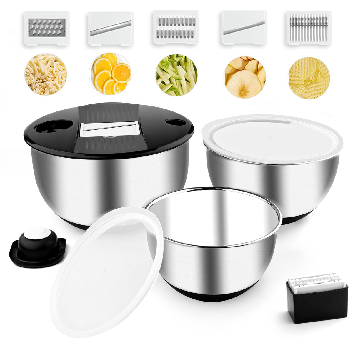 Weltonhm mixing bowls set with nesting design for compact storage.