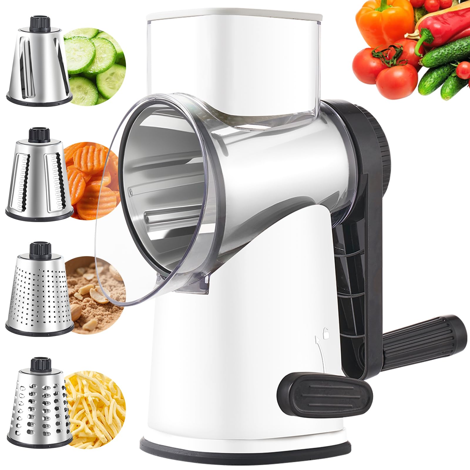 Weltonhm rotary cheese grater assembly view for quick setup and safe use.