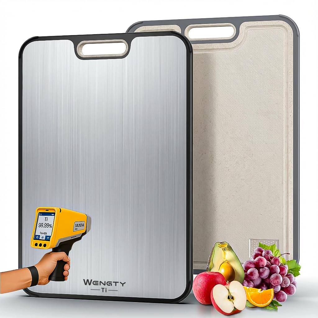 WENGTY titanium cutting board, double-sided top view for versatile meal prep