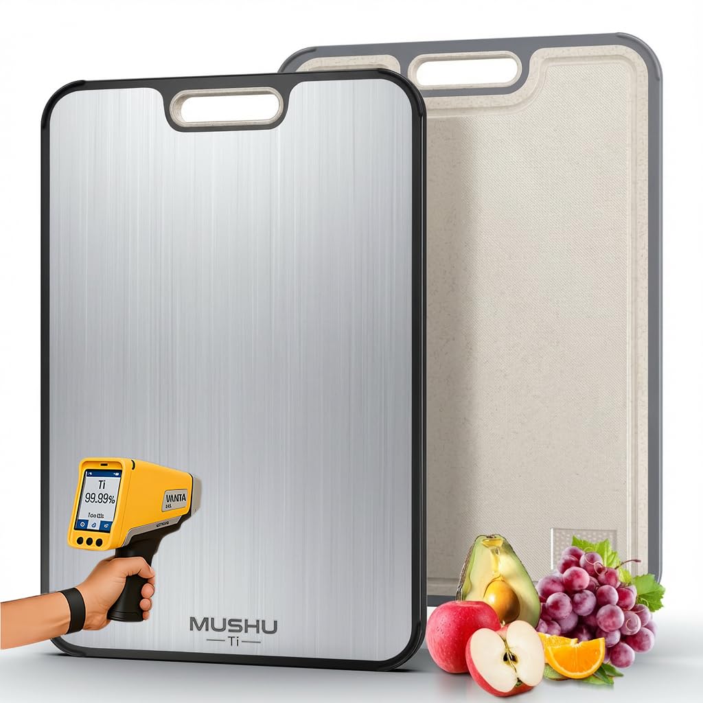 WENGTY titanium cutting board front side for fruits and vegetables with easy-clean surface.