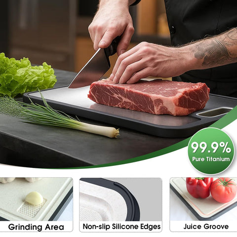 WENGTY titanium cutting board hanging design saves counter space.