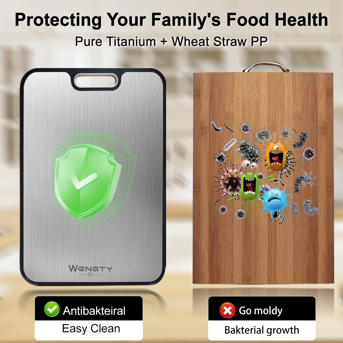 WENGTY titanium board with large cutting surface for multiple ingredients