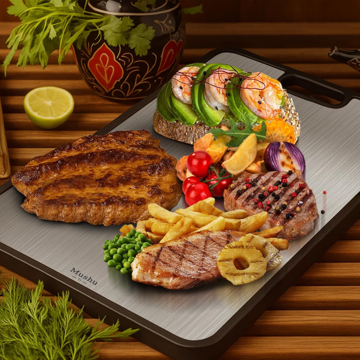 WENGTY titanium cutting board modern aesthetic complements contemporary kitchens.