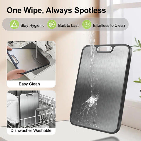 WENGTY titanium cutting board non-absorbent surface resists odors and stains.