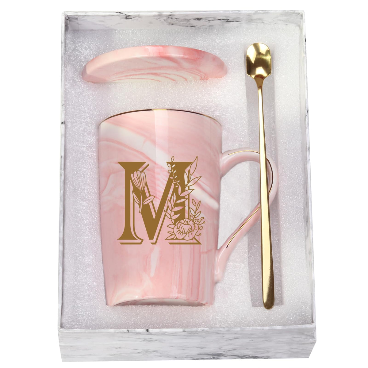 WENSSY pink M with flower mug front view, ideal for daily coffee moments.