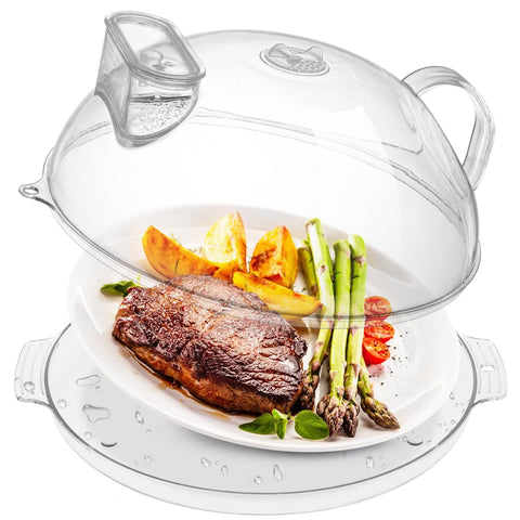 WENWELL microwave cover with water steamer shown, enabling moisture-friendly reheating.