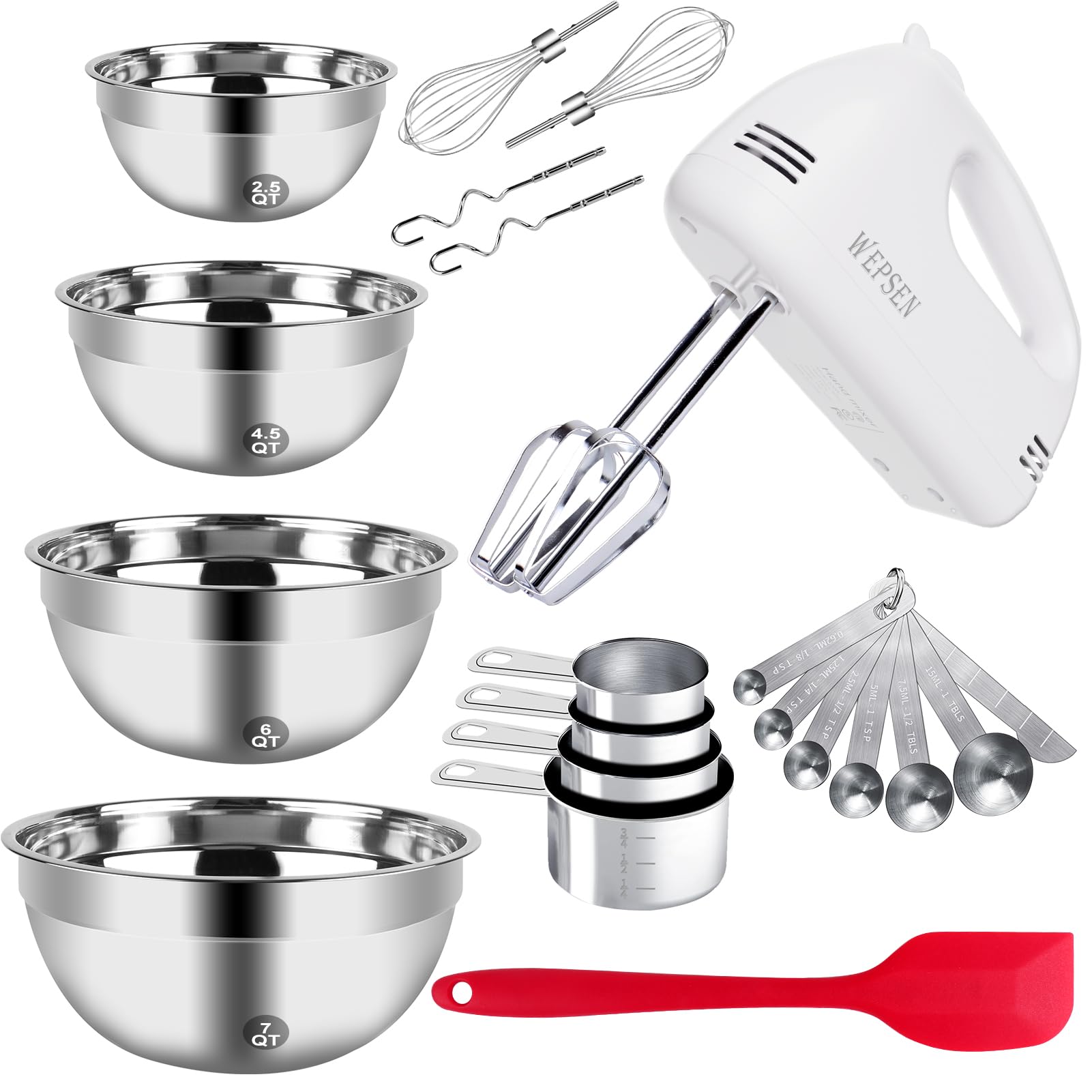 WEPSEN 5-Speed Hand Mixer with Bowls for quick batter prep and mixing