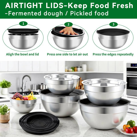WEPSEN 2qt bowl with lid for toppings and mixing efficiency